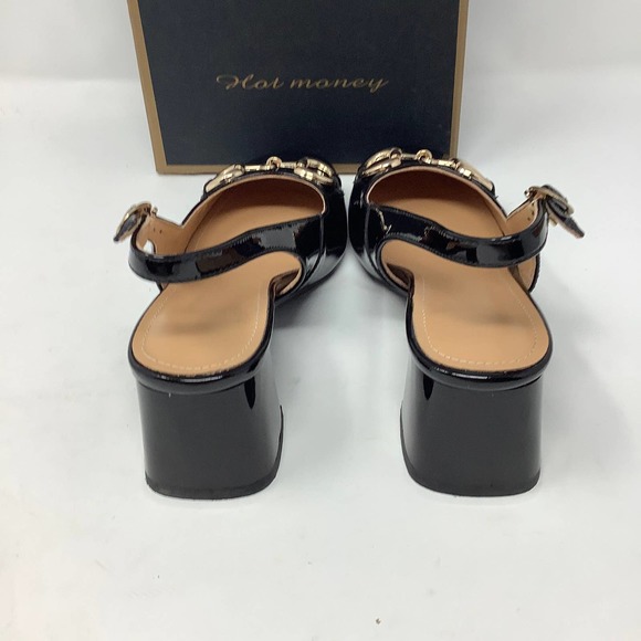 YOUTHJUNE Bit-Accent Patent Leather Slingback in Black with Gold Size 37 US‎ 6.5 - Picture 6 of 8